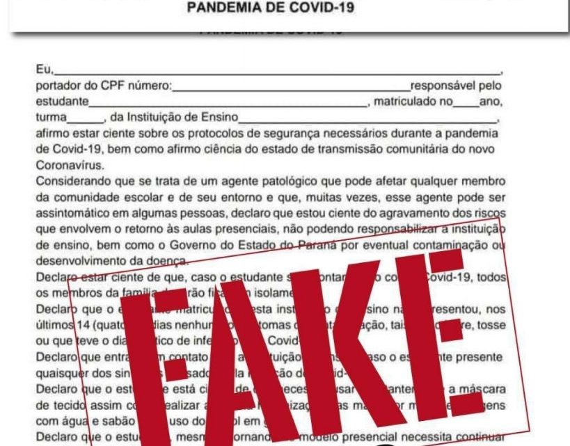 Núcleo regional de educação de C.Mourão esclarece fake news sobre documentos divulgado na internet