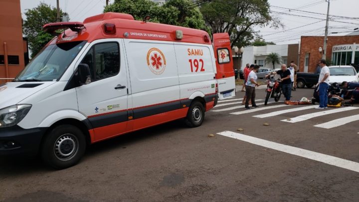 Entregador fica ferido em acidente de trânsito na área Central de Campo Mourão