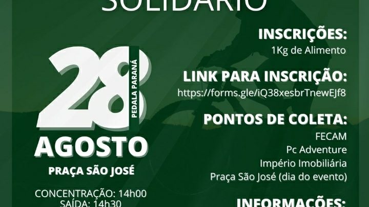 Neste sábado tem o pedal Paraná solidário em Campo Mourão
