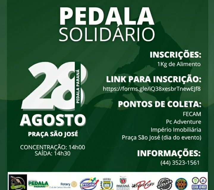Neste sábado tem o pedal Paraná solidário em Campo Mourão