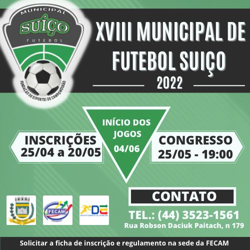 Inscrições abertas para futebol suíço e jogos universitário