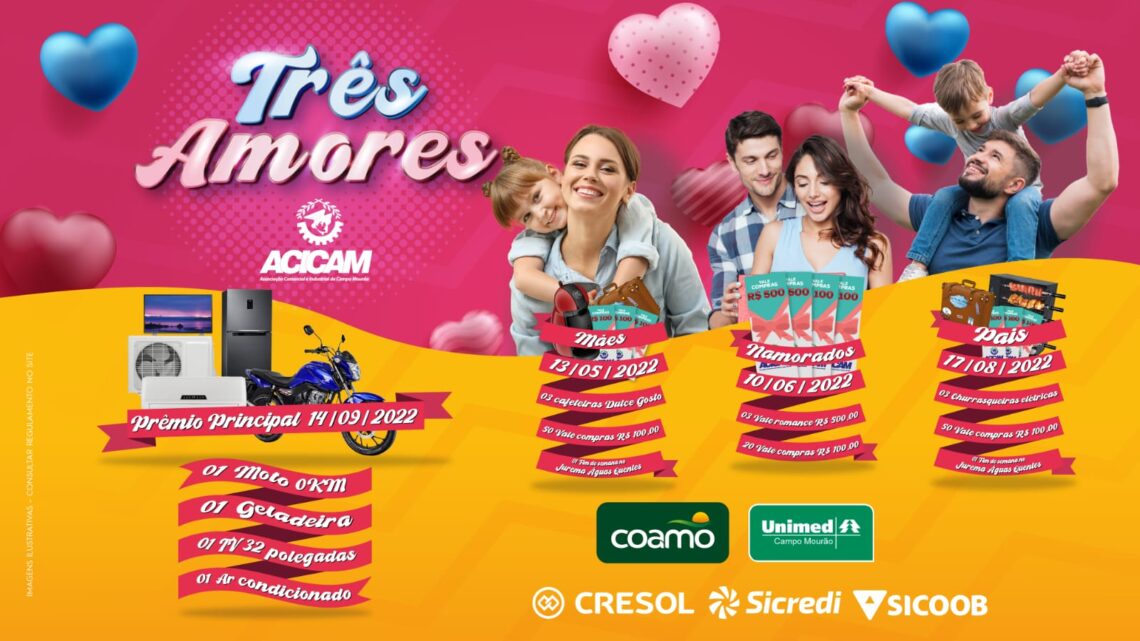 Dia dos namorados Acicam prepara novo sorteio na campanha três amores