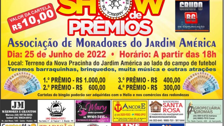 Sábado tem festa junina com show de prêmios no jardim América