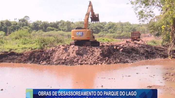 OBRAS DE DESASSOREAMENTO DO PARQUE DO LAGO DE CAMPO MOURÃO COMPLETA 40%