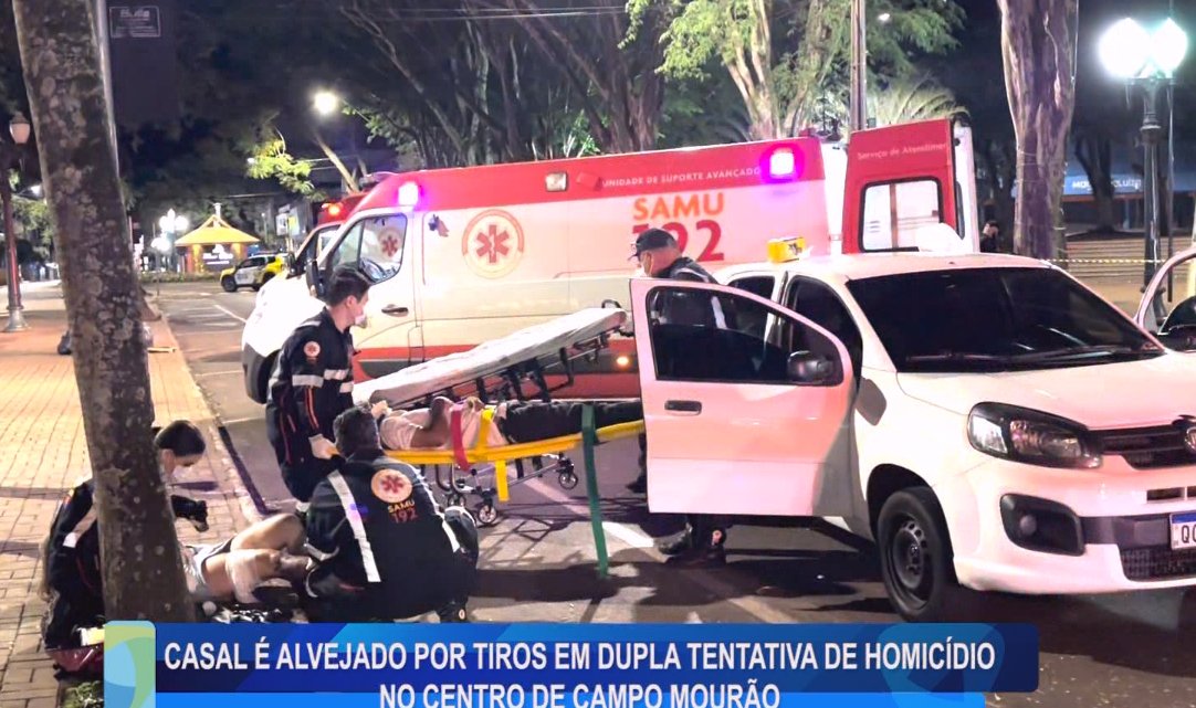 CASAL É ALVEJADO POR TIROS EM DUPLA TENTATIVA DE HOMICÍDIO NO CENTRO DE CAMPO MOURÃO