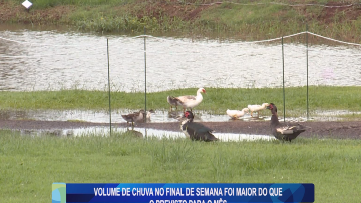 VOLUME DE CHUVA NO FINAL DE SEMANA FOI MAIOR DO QUE O PREVISTO PARA O MÊS