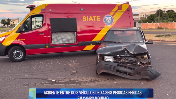 ACIDENTE ENTRE DOIS VEÍCULOS DEIXA SEIS PESSOAS FERIDAS EM CAMPO MOURÃO