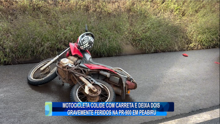 MOTOCICLETA COLIDE COM CARRETA E DEIXA DOIS GRAVEMENTE FERIDOS NA PR-900 EM PEABIRU