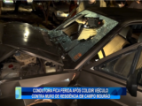 CONDUTORA FICA FERIDA APÓS COLIDIR VEÍCULO CONTRA MURO DE RESIDÊNCIA EM CAMPO MOURÃO