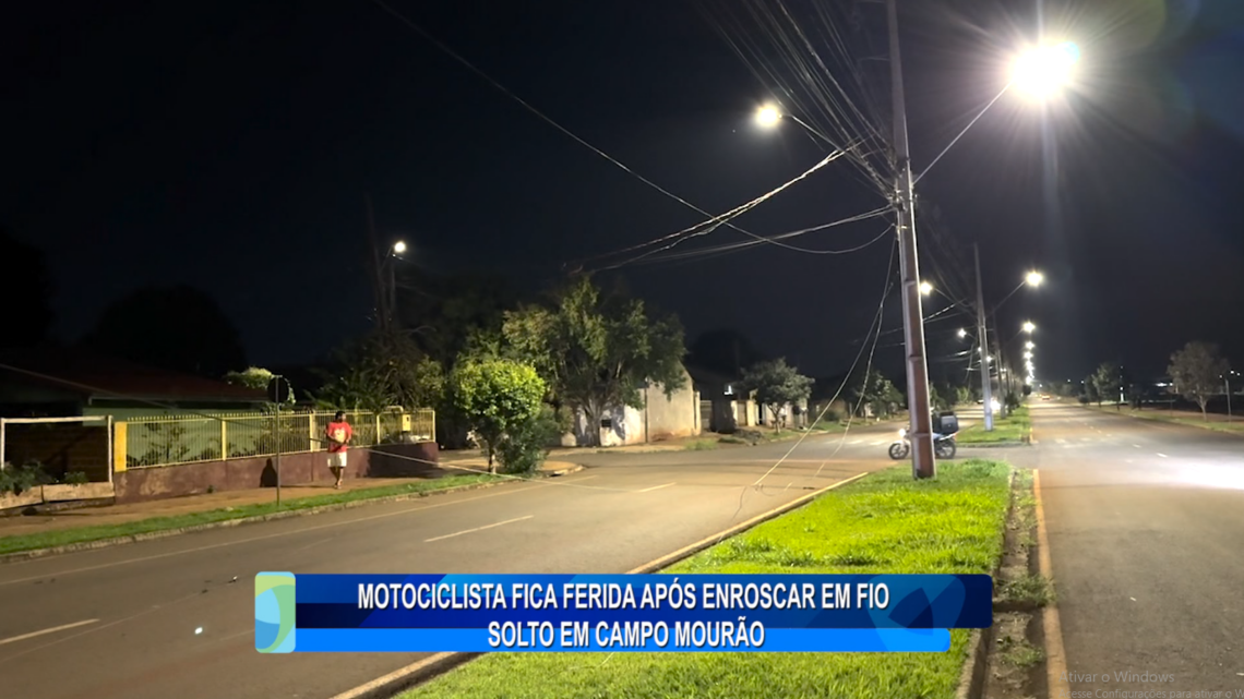 MOTOCICLISTA FICA FERIDA APÓS ENROSCAR EM FIO SOLTO EM CAMPO MOURÃO