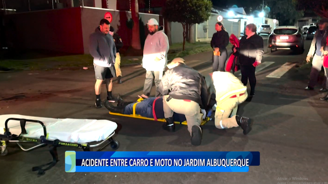 ACIDENTE ENTRE CARRO E MOTO NO JARDIM ALBUQUERQUE