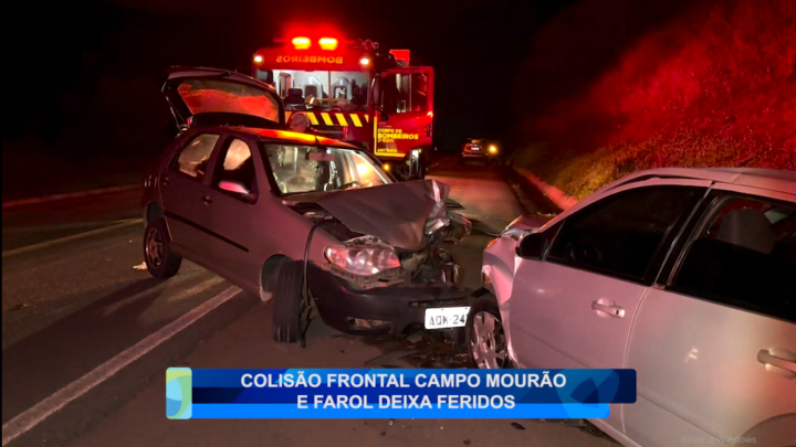 COLISÃO FRONTAL CAMPO MOURÃO E FAROL DEIXA FERIDOS