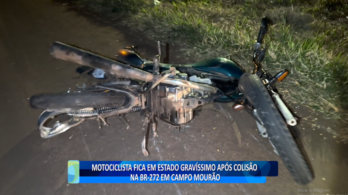 MOTOCICLISTA FICA EM ESTADO GRAVÍSSIMO APÓS COLISÃO NA BR-272 EM CAMPO MOURÃO