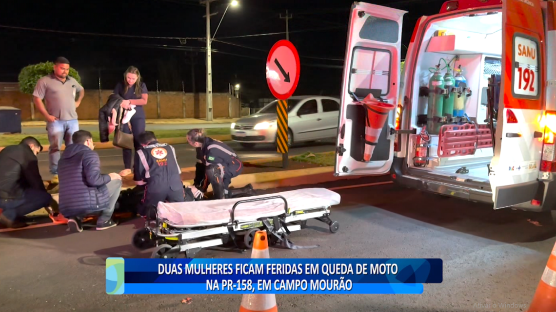 DUAS MULHERES FICAM FERIDAS EM QUEDA DE MOTO NA PR-158, EM CAMPO MOURÃO