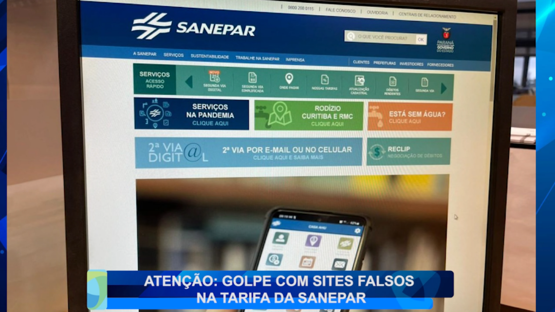 ATENÇÃO: GOLPE COM SITES FALSOS NA TARIFA DA SANEPAR