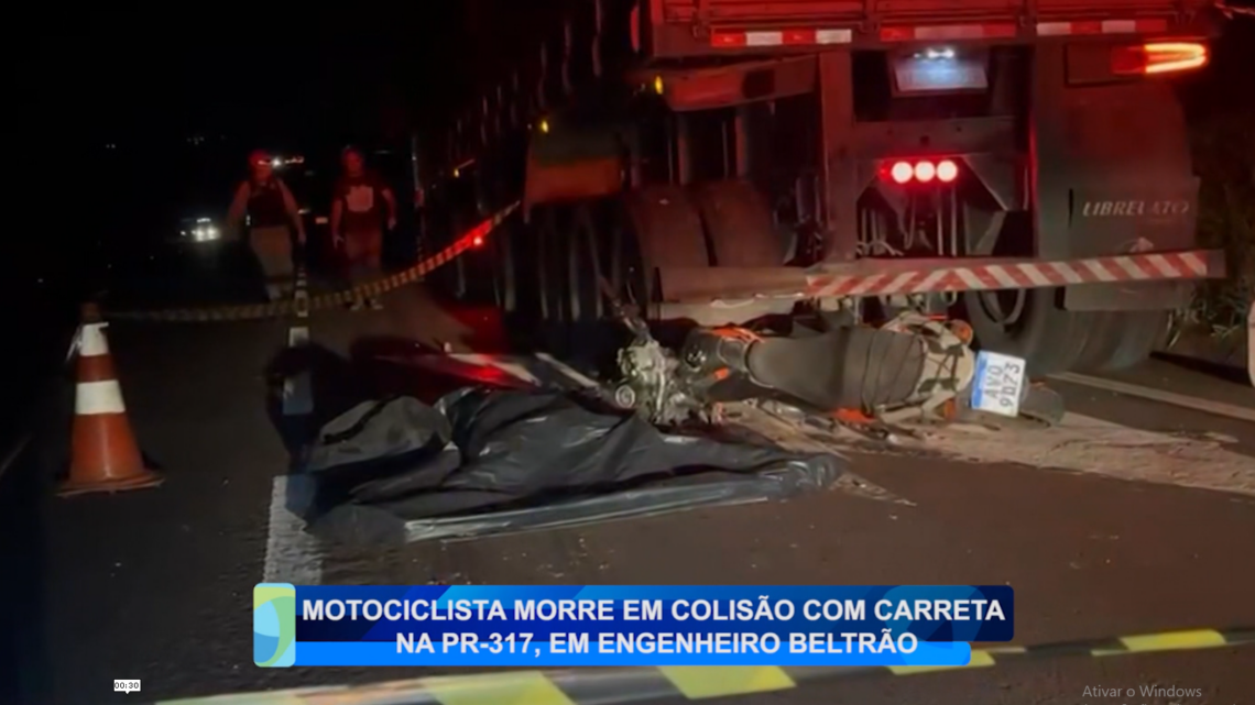 MOTOCICLISTA MORRE EM COLISÃO COM CARRETA NA-PR 317