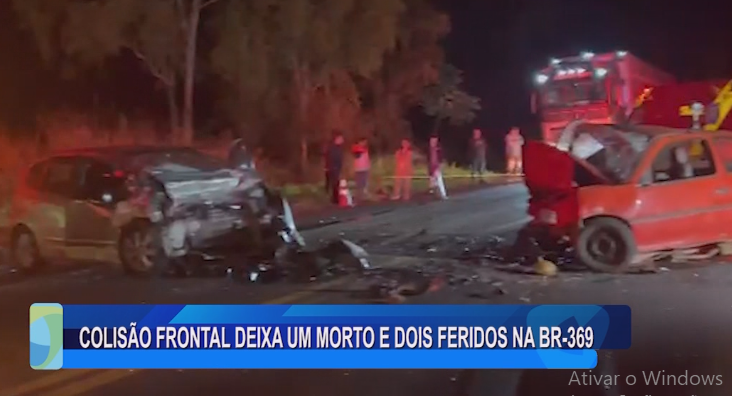 COLISÃO FRONTAL DEIXA UM MORTO E DOIS FERIDOS NA BR-369