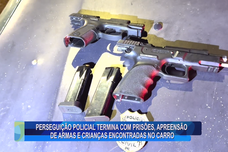 PERSEGUIÇÃO POLICIAL TERMINA COM PRISÕES, APREENSÃO DE ARMAS E CRIANÇAS ENCONTRADAS NO CARRO