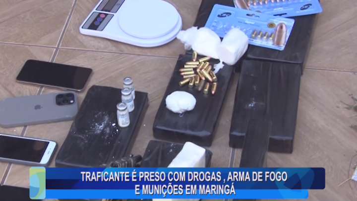 TRAFICANTE É PRESO COM DROGAS, ARMA DE FOGO E MUNIÇÕES EM MARINGÁ
