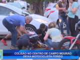 COLISÃO NO CENTRO DE CAMPO MOURÃO DEIXA MOTOCICLISTA FERIDO