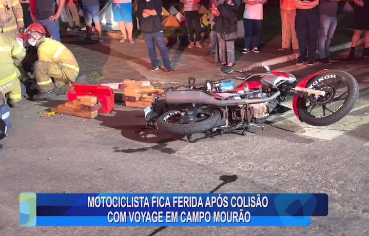 MOTOCICLISTA FICA FERIDA APÓS COLISÃO COM VOYAGE EM CAMPO MOURÃO