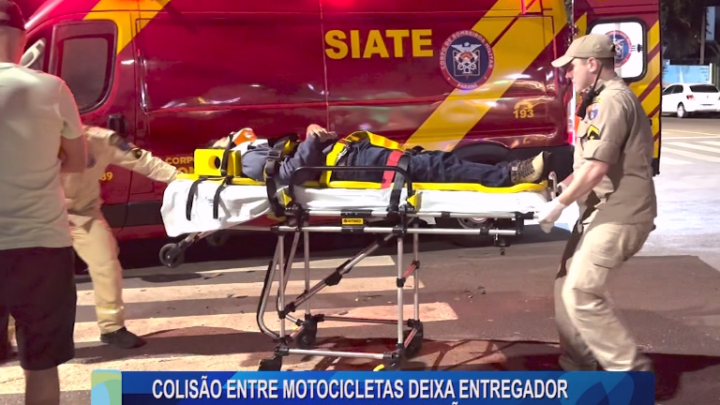 COLISÃO ENTRE MOTOCICLETAS DEIXA ENTREGADOR FERIDO EM CAMPO MOURÃO