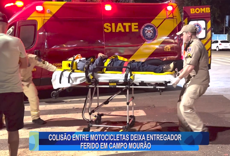 COLISÃO ENTRE MOTOCICLETAS DEIXA ENTREGADOR FERIDO EM CAMPO MOURÃO