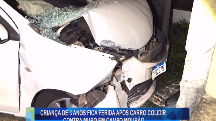 CRIANÇA DE 3 ANOS FICA FERIDA APÓS CARRO COLIDIR CONTRA MURO EM CAMPO MOURÃO