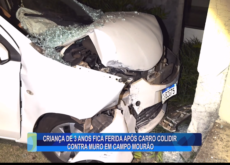 CRIANÇA DE 3 ANOS FICA FERIDA APÓS CARRO COLIDIR CONTRA MURO EM CAMPO MOURÃO