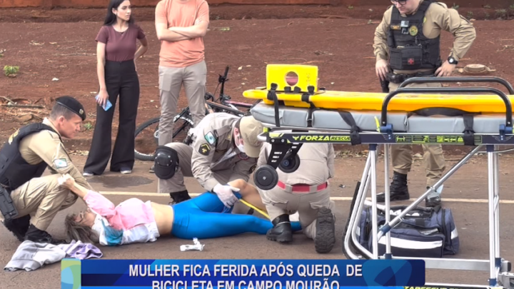MULHER FICA FERIDA APÓS QUEDA DE BICICLETA EM CAMPO MOURÃO