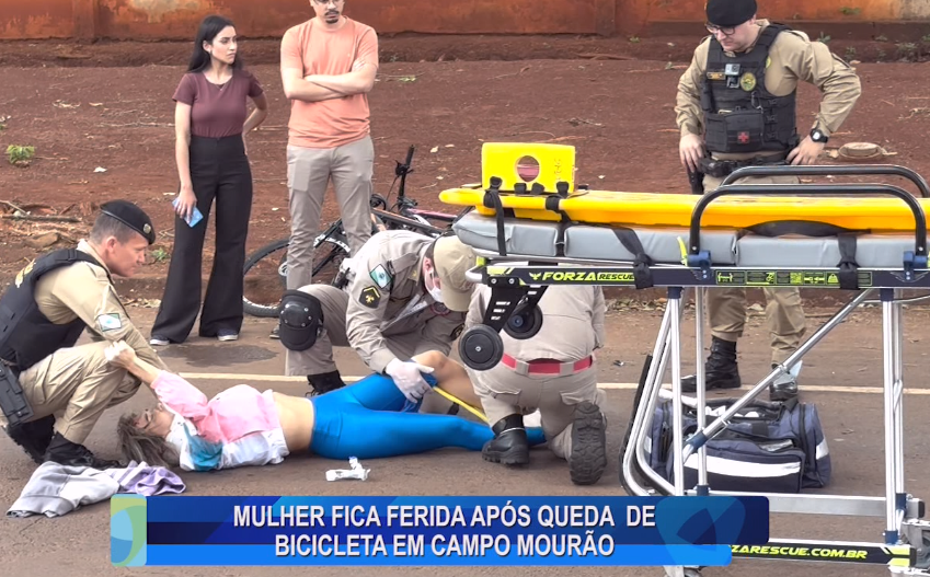 MULHER FICA FERIDA APÓS QUEDA DE BICICLETA EM CAMPO MOURÃO