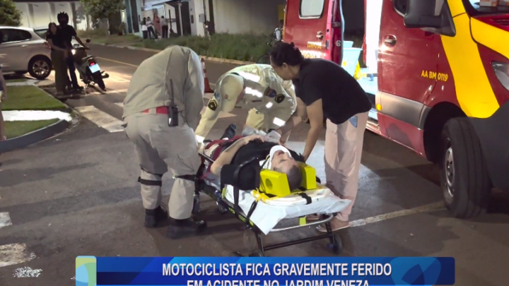 MOTOCICLISTA FICA GRAVEMENTE FERIDO EM ACIDENTE NO JARDIM VENEZA