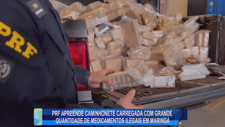 PRF APREENDE CAMINHONETE CARREGADA COM GRANDE QUANTIDADE DE MEDICAMENTOS ILEGAIS EM MARINGÁ