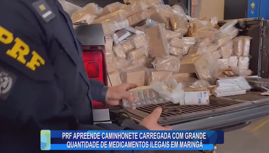 PRF APREENDE CAMINHONETE CARREGADA COM GRANDE QUANTIDADE DE MEDICAMENTOS ILEGAIS EM MARINGÁ