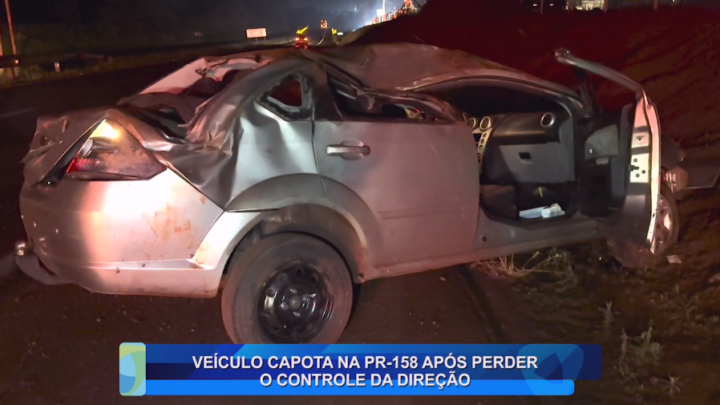 VEÍCULO CAPOTA NA PR-158 APÓS PERDER O CONTROLE DA DIREÇÃO