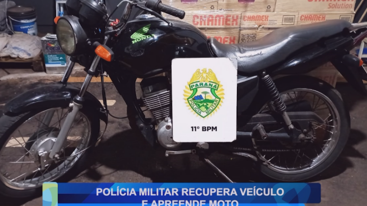 POLÍCIA MILITAR RECUPERA VEÍCULO E APREENDE MOTO