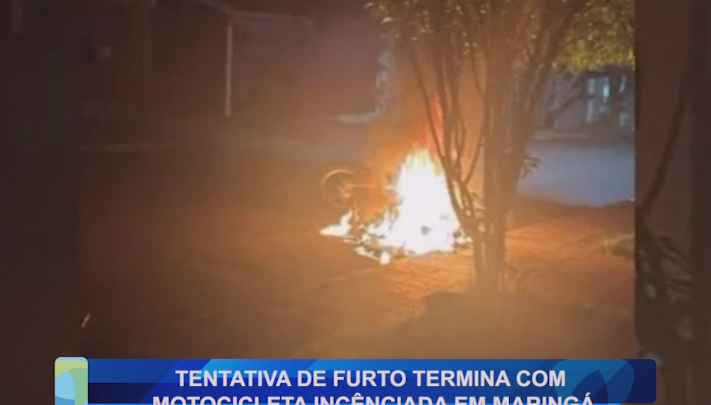 TENTATIVA DE FURTO TERMINA COM MOTOCICLETA INCÊNDIADA EM MARINGÁ