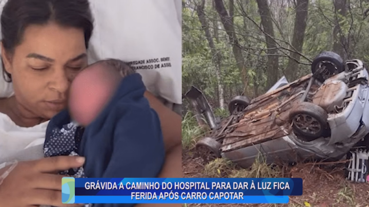 GRÁVIDA A CAMINHO DO HOSPITAL PARA DAR À LUZ FICA FERIDA APÓS CARRO CAPOTAR