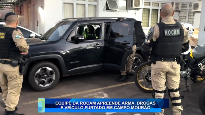 EQUIPE DA ROCAM APREENDE ARMA, DROGAS E VEÍCULO FURTADO EM CAMPO MOURÃO