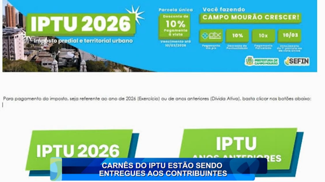 CARNÊS DO IPTU ESTÃO SENDO ENTREGUES AOS CONTRIBUINTES