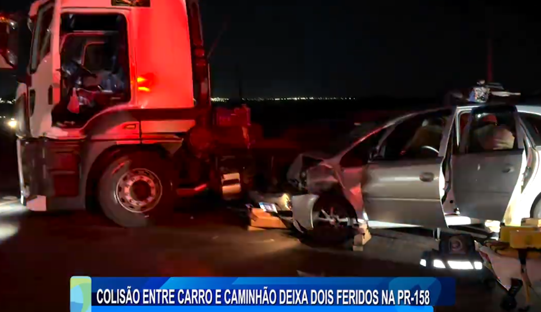 COLISÃO ENTRE CARRO E CAMINHÃO DEIXA DOIS FERIDOS NA PR-158