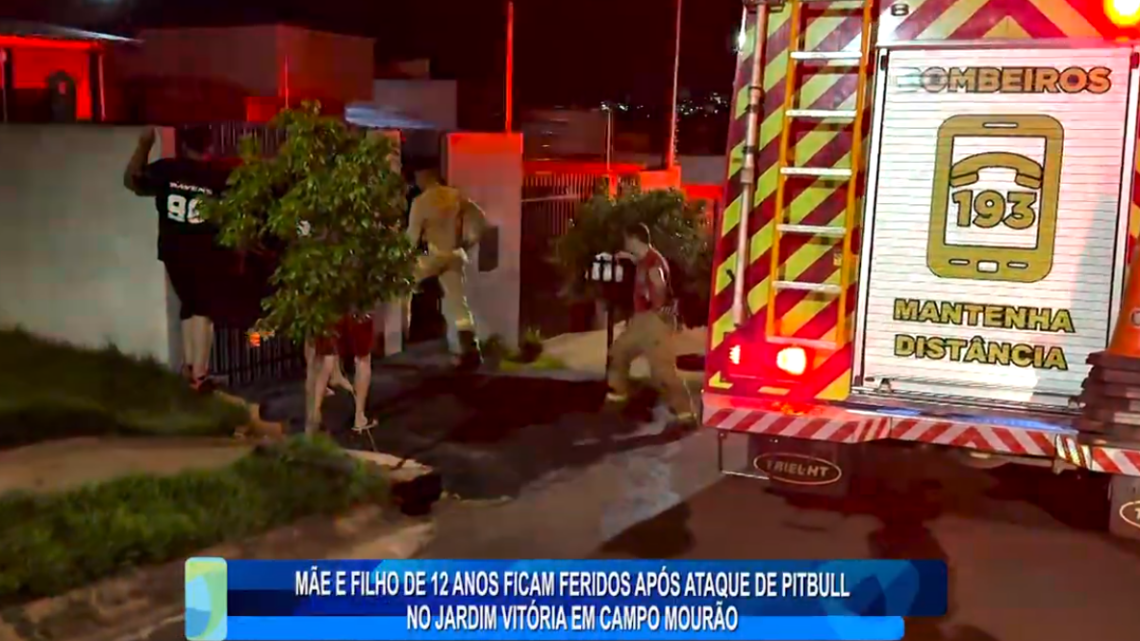 MÃE E FILHO DE 12 ANOS FICAM FERIDOS APÓS ATAQUE DE PITBULL NO JARDIM VITÓRIA EM CAMPO MOURÃO