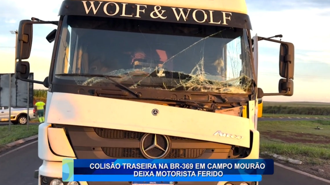 ACIDENTE NA BR-369 EM CAMPO MOURÃO DEIXA MOTORISTA FERIDO APÓS COLISÃO TRASEIRA