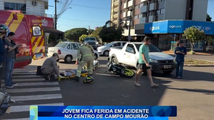 JOVEM FICA FERIDA EM ACIDENTE NO CENTRO DE CAMPO MOURÃO