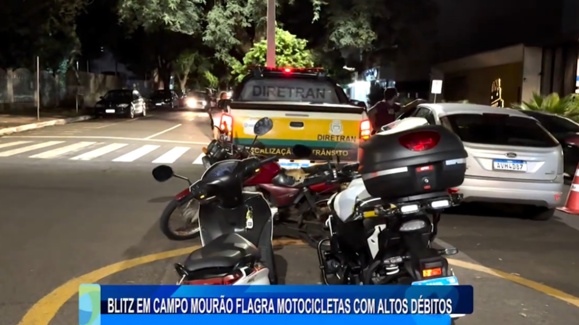 BLITZ EM CAMPO MOURÃO FLAGRA MOTOCICLETAS COM ALTOS DÉBITOS