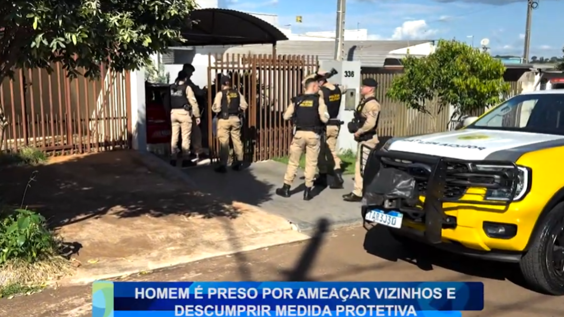 HOMEM É PRESO POR AMEAÇAR VIZINHOS E DESCUMPRIR MEDIDA PROTETIVA EM CAMPO MOURÃO