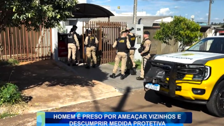 HOMEM É PRESO POR AMEAÇAR VIZINHOS E DESCUMPRIR MEDIDA PROTETIVA EM CAMPO MOURÃO