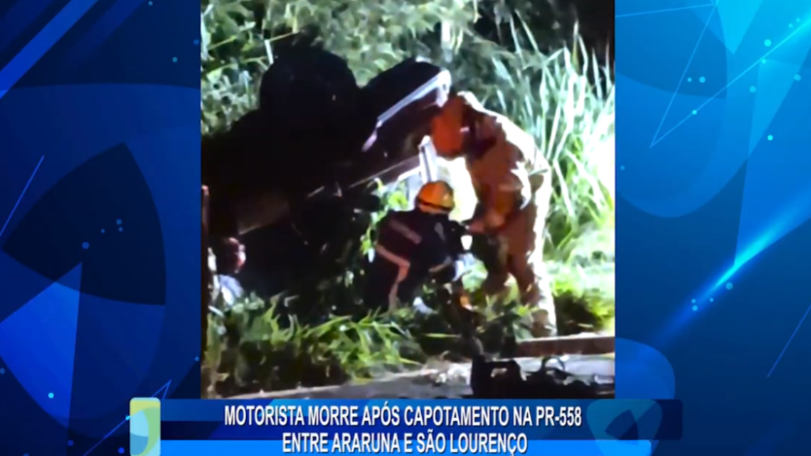MOTORISTA MORRE APÓS CAPOTAMENTO NA PR-558 ENTRE ARARUNA E SÃO LOURENÇO
