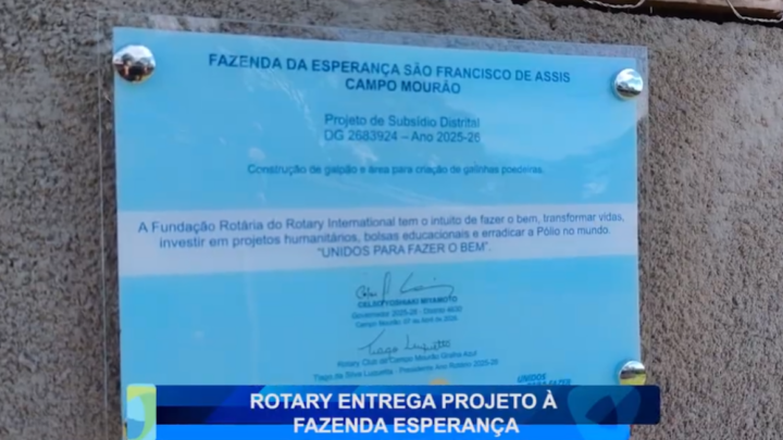 ROTARY ENTREGA PROJETO À FAZENDA ESPERANÇA