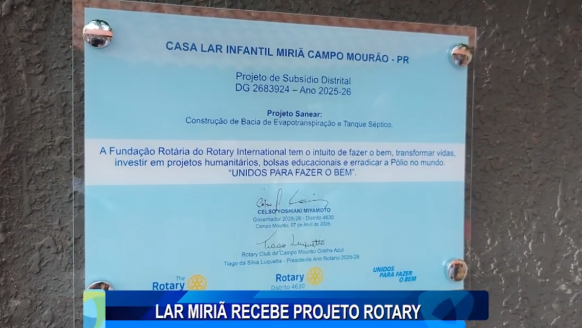 LAR MIRIÃ RECEBE PROJETO ROTARY